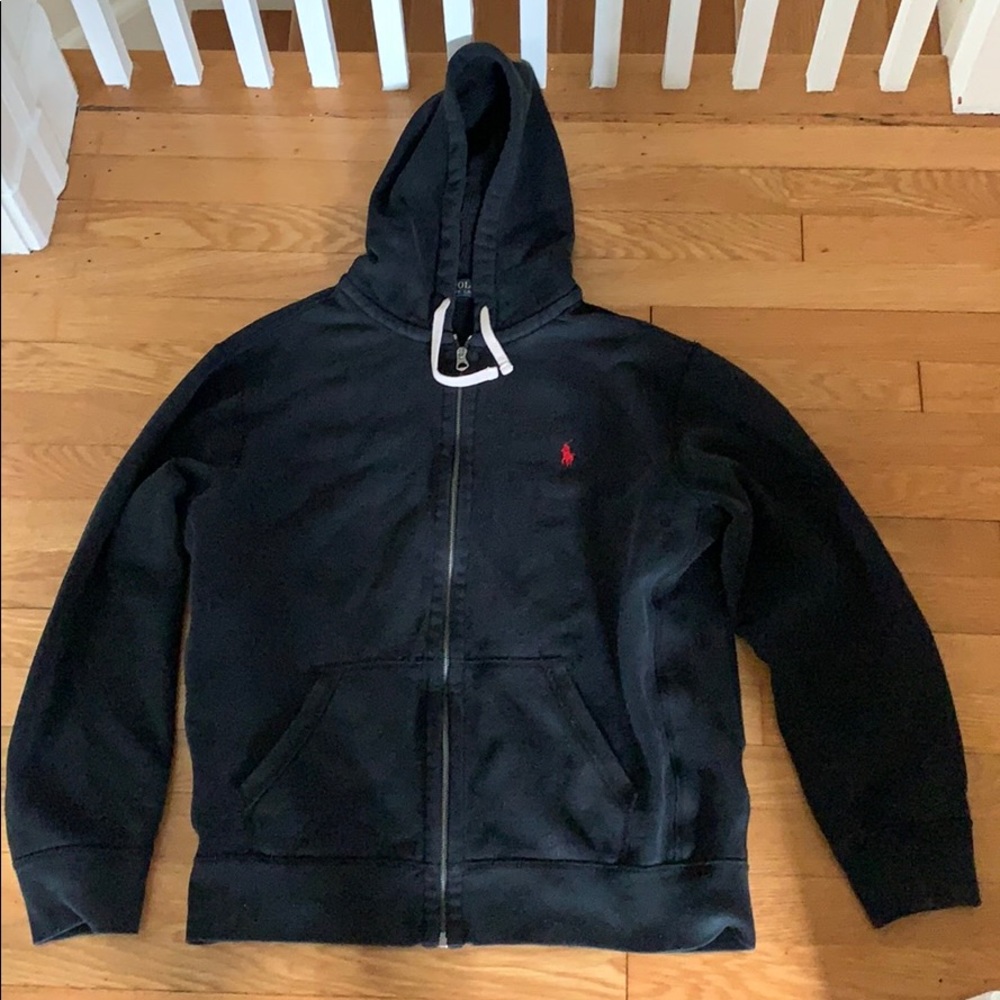 Large Black Polo Ralph Lauren Zip Up Hoodie